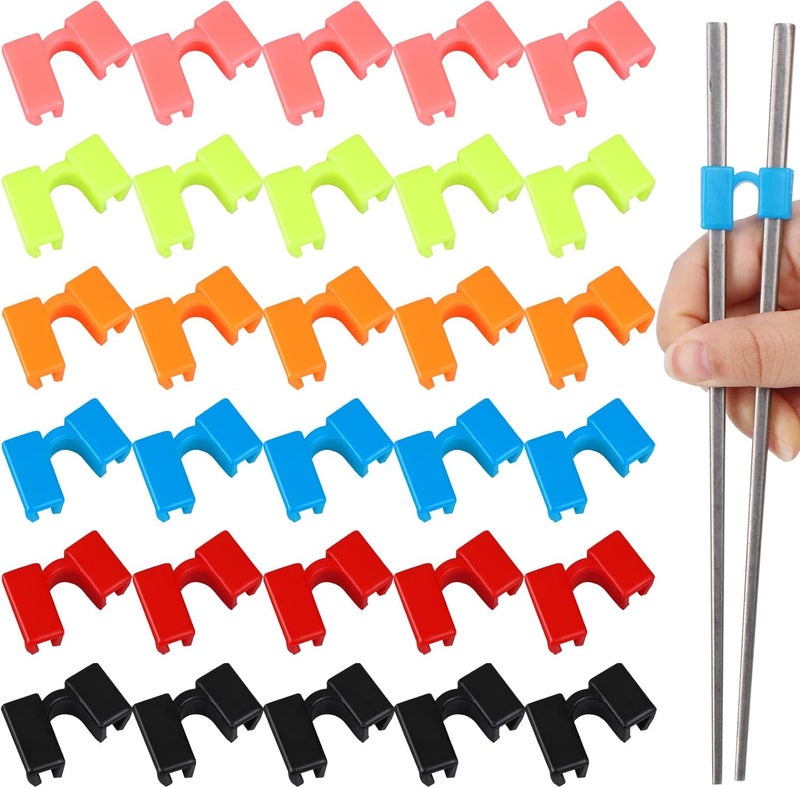 Beupy 30 Pieces Chopstick Helper Training Kit Chopsticks Connector Reusable Plastic Training Chopstick Helper for Many Age Beginner Trainer or Learner - Image 1